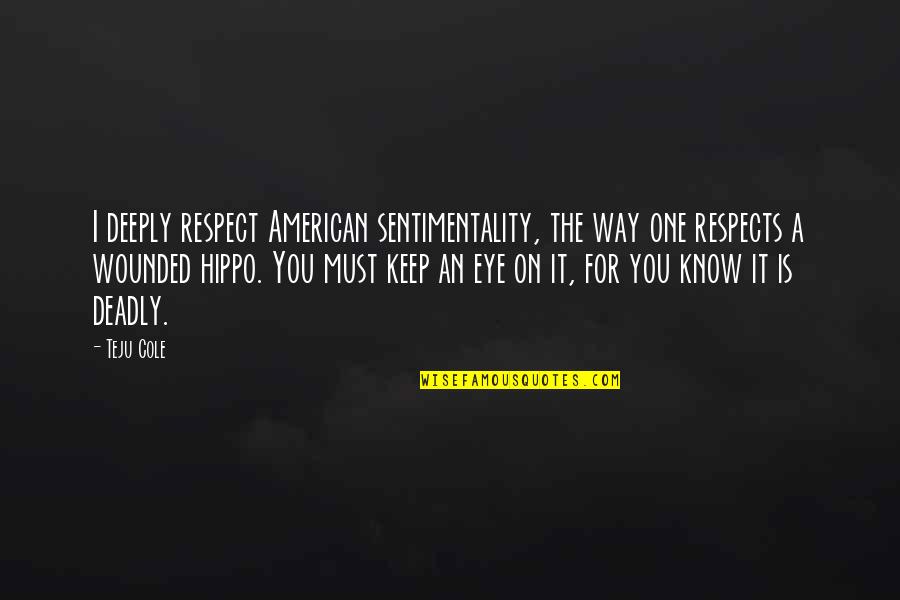 Mujawamariya Donatille Quotes By Teju Cole: I deeply respect American sentimentality, the way one Mujawamariya Donatille Quotes By Teju Cole: I deeply respect American sentimentality, the way one
