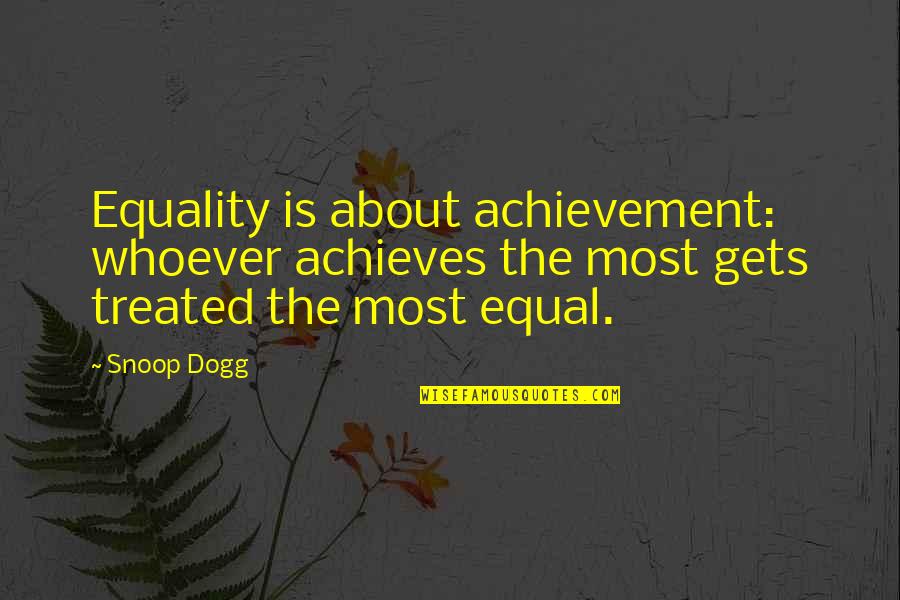 Mulambalam Quotes By Snoop Dogg: Equality is about achievement: whoever achieves the most