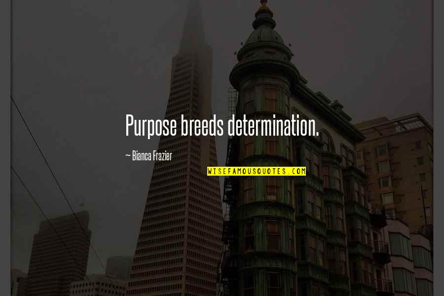 Muldowney Quotes By Bianca Frazier: Purpose breeds determination.