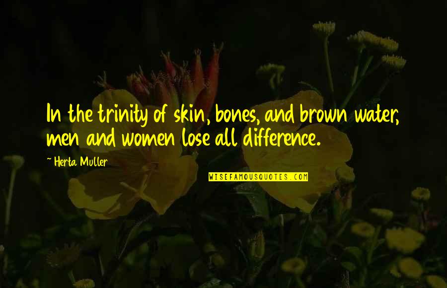 Muller's Quotes By Herta Muller: In the trinity of skin, bones, and brown