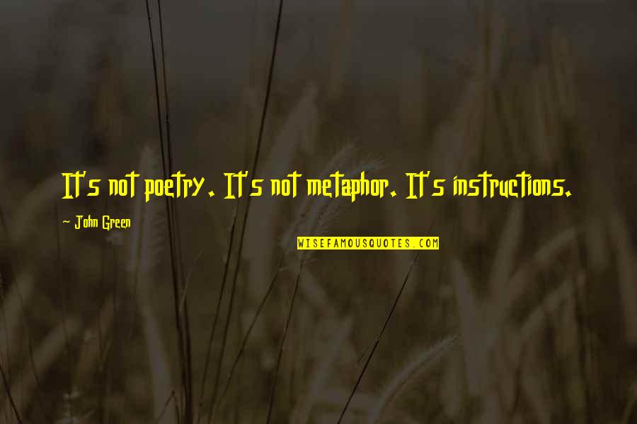 Multeity Quotes By John Green: It's not poetry. It's not metaphor. It's instructions.
