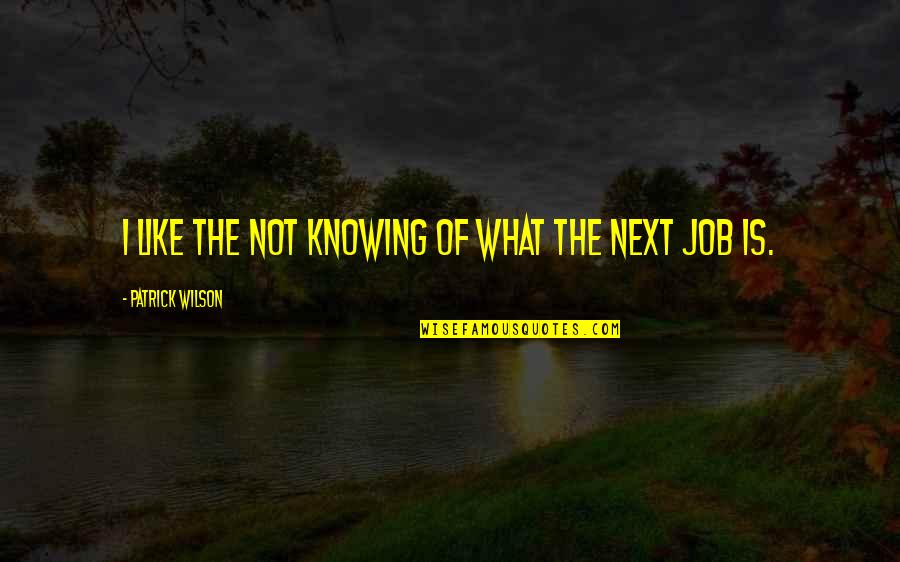 Multimile Specialty Quotes By Patrick Wilson: I like the not knowing of what the Multimile Specialty Quotes By Patrick Wilson: I like the not knowing of what the