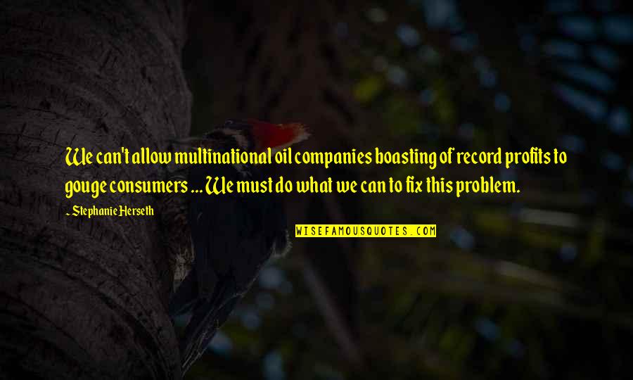 Multinational Companies Quotes By Stephanie Herseth: We can't allow multinational oil companies boasting of