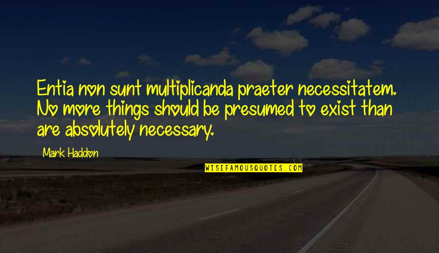 Multiplicanda Quotes By Mark Haddon: Entia non sunt multiplicanda praeter necessitatem. No more