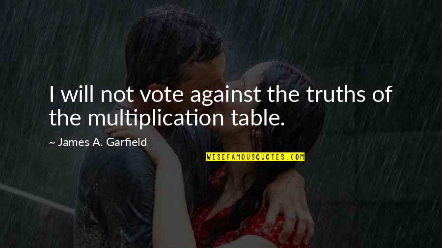 Multiplication Table Quotes By James A. Garfield: I will not vote against the truths of