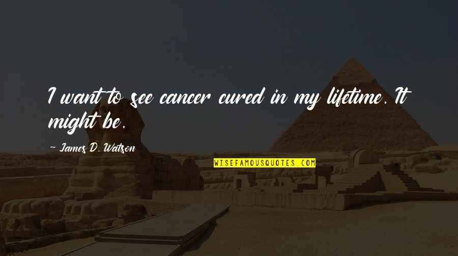 Multispace Entroncamento Quotes By James D. Watson: I want to see cancer cured in my Multispace Entroncamento Quotes By James D. Watson: I want to see cancer cured in my