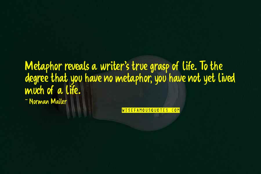 Mummolo Brothers Quotes By Norman Mailer: Metaphor reveals a writer's true grasp of life. Mummolo Brothers Quotes By Norman Mailer: Metaphor reveals a writer's true grasp of life.