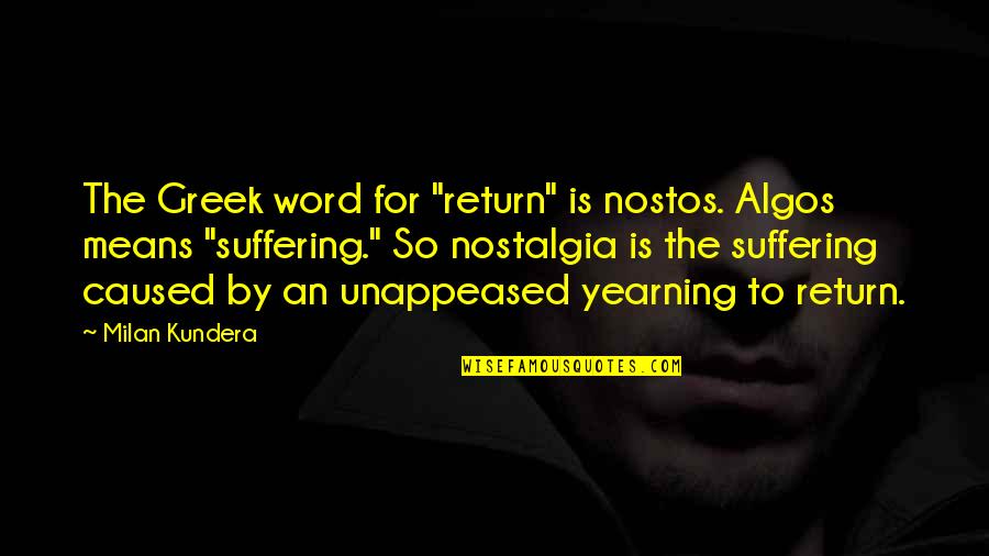 Muncher Quotes By Milan Kundera: The Greek word for "return" is nostos. Algos