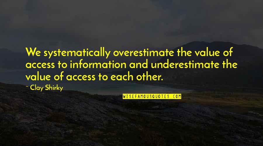 Mundanity Pronunciation Quotes By Clay Shirky: We systematically overestimate the value of access to Mundanity Pronunciation Quotes By Clay Shirky: We systematically overestimate the value of access to