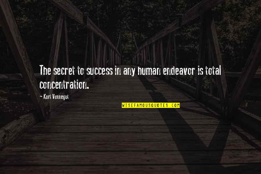 Mundanity Pronunciation Quotes By Kurt Vonnegut: The secret to success in any human endeavor