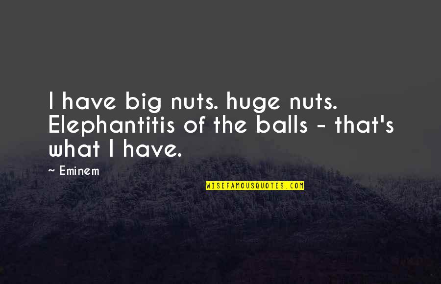 Mundf Ule Bei Erwachsenen Quotes By Eminem: I have big nuts. huge nuts. Elephantitis of