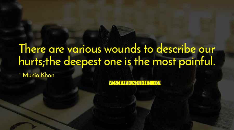 Munia Khan Quotes By Munia Khan: There are various wounds to describe our hurts;the