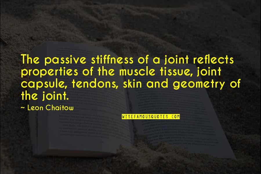 Munji Mithri Quotes By Leon Chaitow: The passive stiffness of a joint reflects properties Munji Mithri Quotes By Leon Chaitow: The passive stiffness of a joint reflects properties