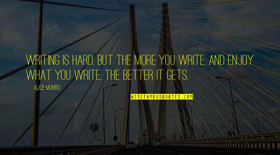 Munro's Quotes By Alice Munro: Writing is hard, but the more you write,