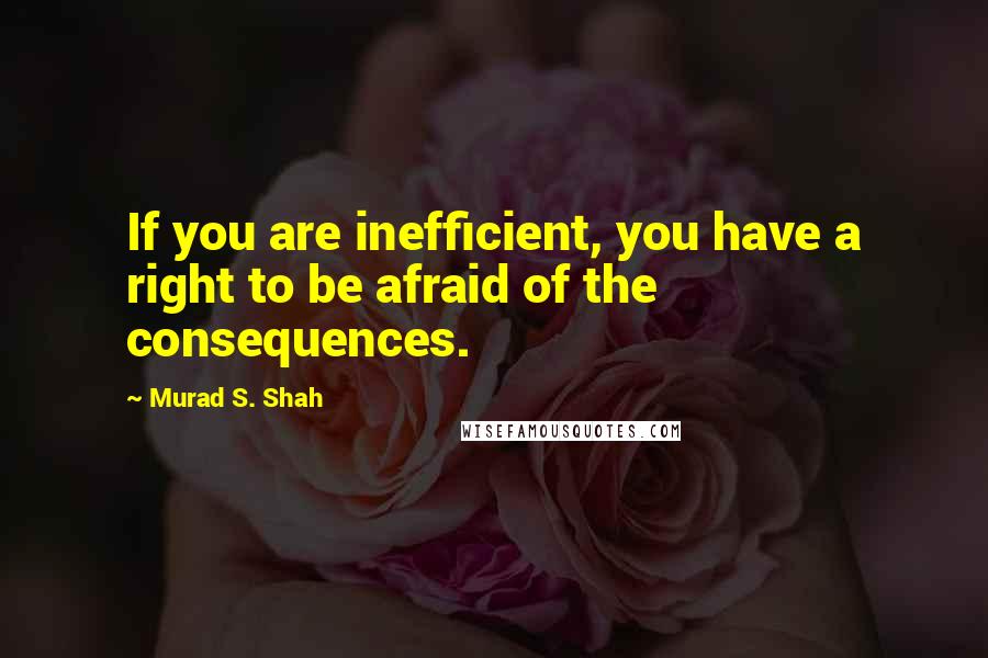 Murad S. Shah quotes: If you are inefficient, you have a right to be afraid of the consequences.