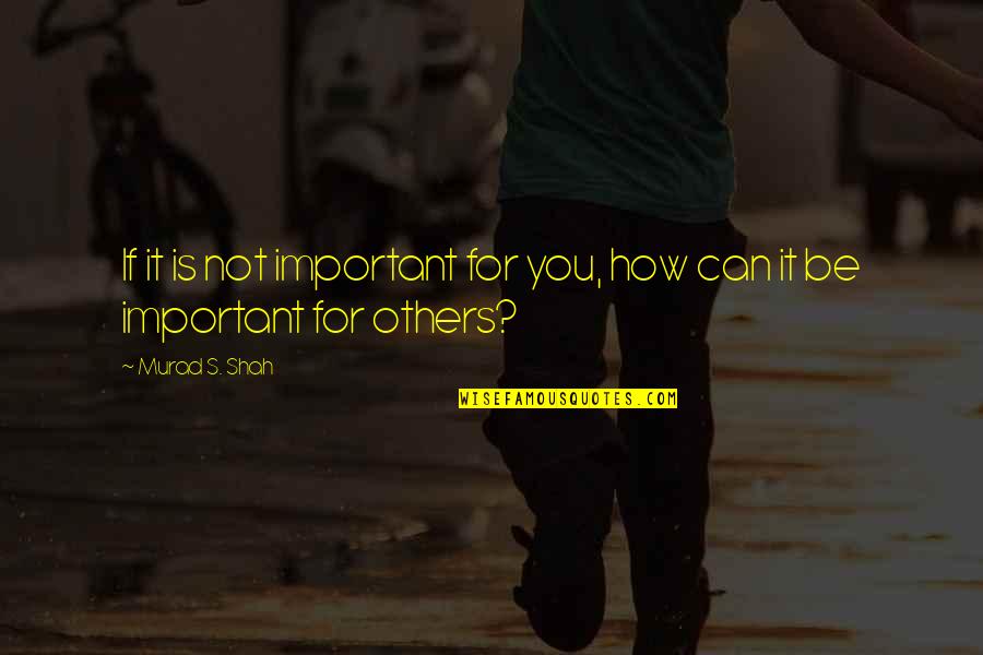 Murad Shah Quotes By Murad S. Shah: If it is not important for you, how