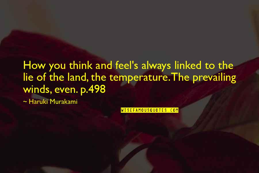 Murakami's Quotes By Haruki Murakami: How you think and feel's always linked to Murakami's Quotes By Haruki Murakami: How you think and feel's always linked to