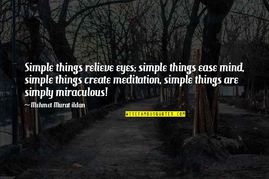 Murat Ildan Quotations Quotes By Mehmet Murat Ildan: Simple things relieve eyes; simple things ease mind, Murat Ildan Quotations Quotes By Mehmet Murat Ildan: Simple things relieve eyes; simple things ease mind,
