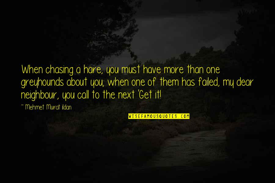 Murat Quotes By Mehmet Murat Ildan: When chasing a hare, you must have more