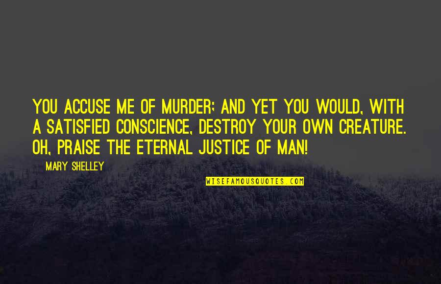 Murder And Justice Quotes By Mary Shelley: You accuse me of murder; and yet you