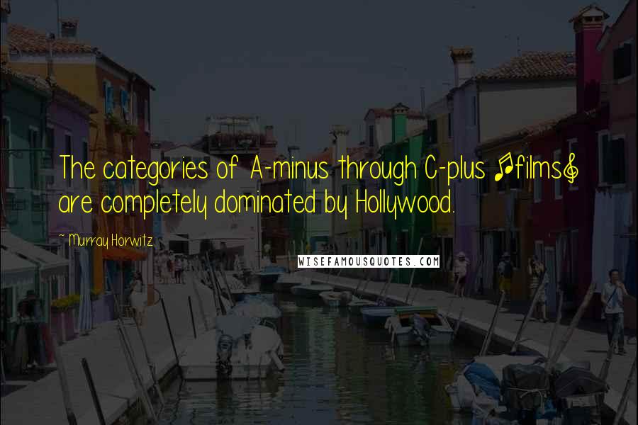 Murray Horwitz quotes: The categories of A-minus through C-plus [films] are completely dominated by Hollywood.