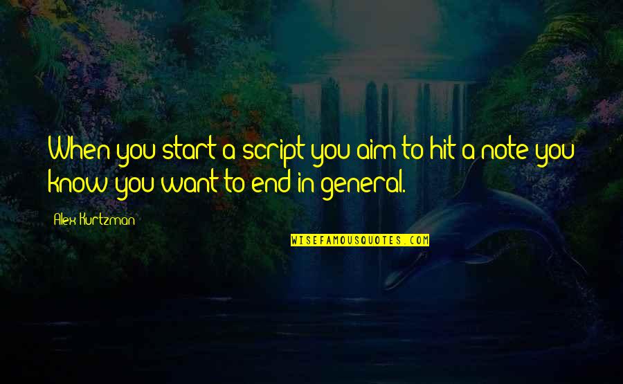 Murrays Bagels Quotes By Alex Kurtzman: When you start a script you aim to