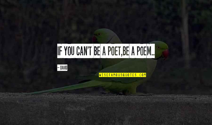 Murtuza Khan Quotes By David: if you can't be a poet,Be a poem..