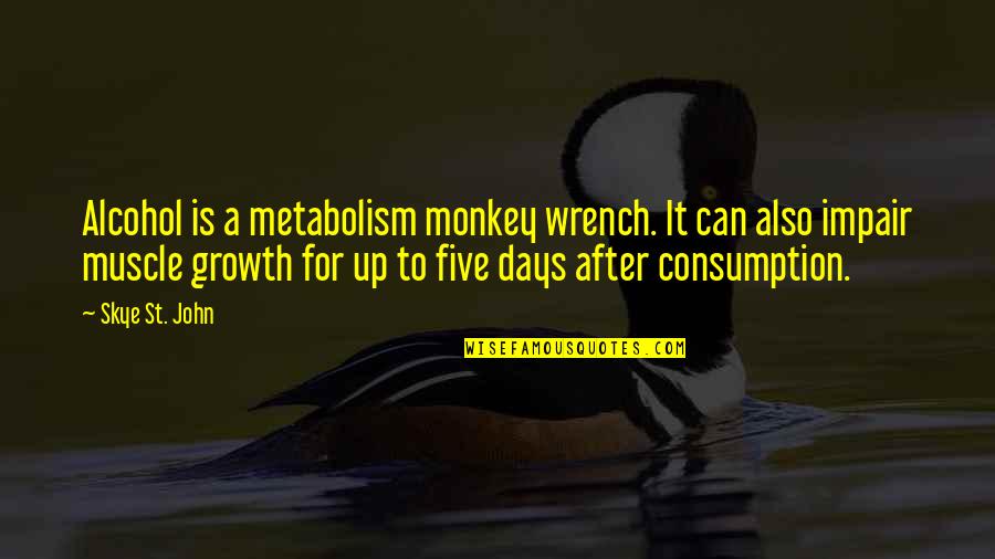 Muscle Growth Quotes By Skye St. John: Alcohol is a metabolism monkey wrench. It can
