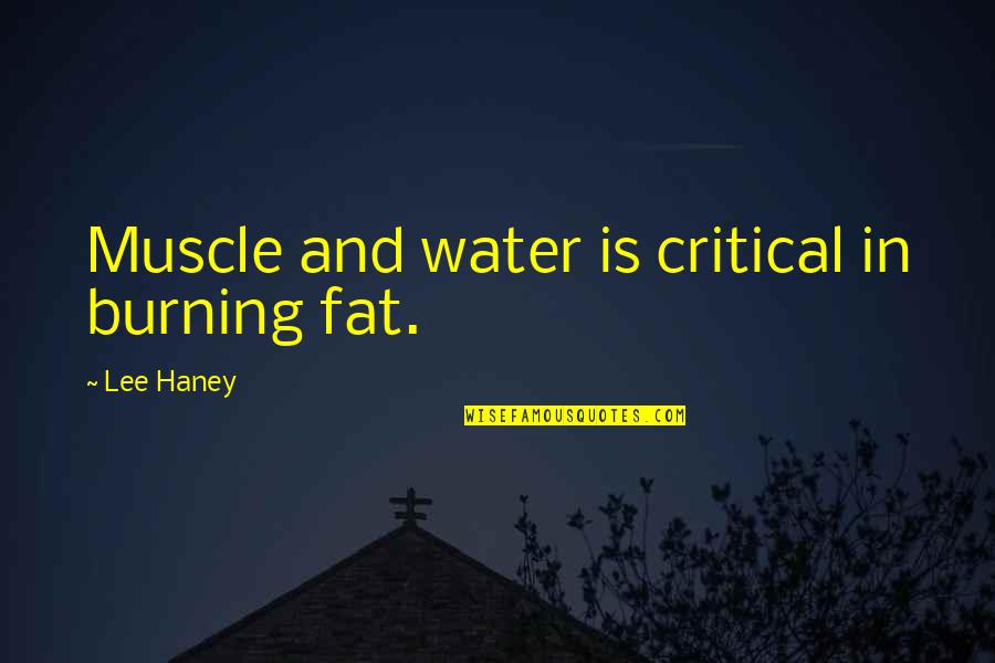 Muscle Quotes By Lee Haney: Muscle and water is critical in burning fat.