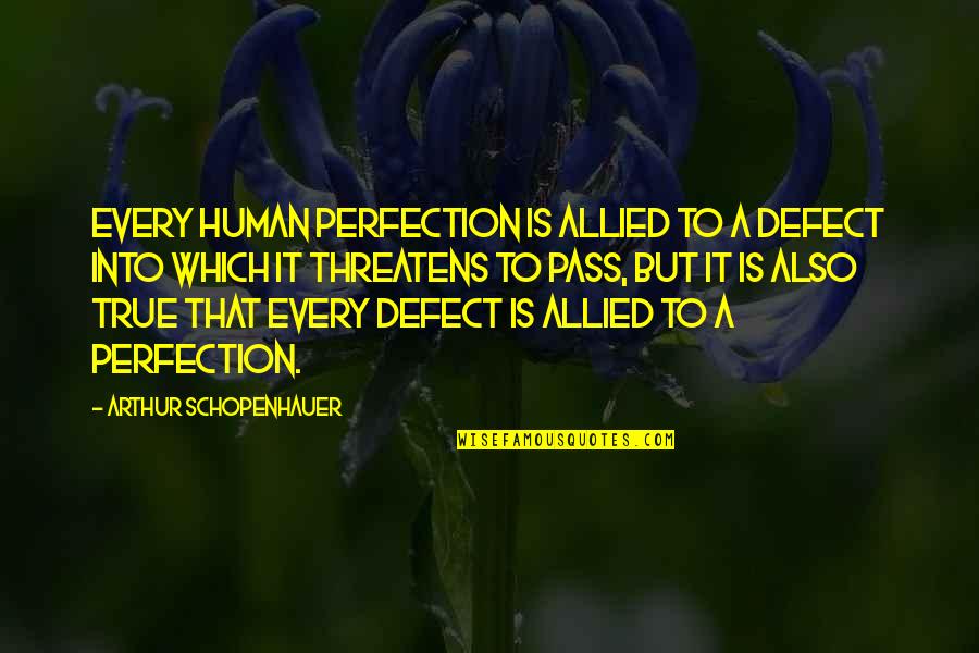 Musclehead Statues Quotes By Arthur Schopenhauer: Every human perfection is allied to a defect