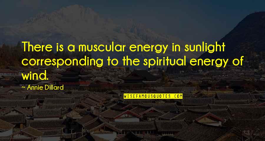 Muscular Quotes By Annie Dillard: There is a muscular energy in sunlight corresponding