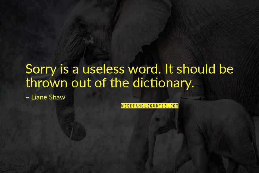 Muse Of Nightmares Quotes By Liane Shaw: Sorry is a useless word. It should be