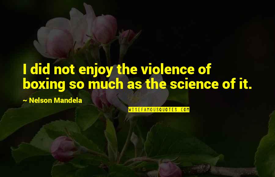 Mushambi Brothers Quotes By Nelson Mandela: I did not enjoy the violence of boxing Mushambi Brothers Quotes By Nelson Mandela: I did not enjoy the violence of boxing
