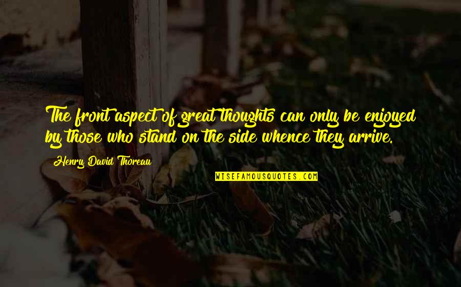 Musher Quotes By Henry David Thoreau: The front aspect of great thoughts can only