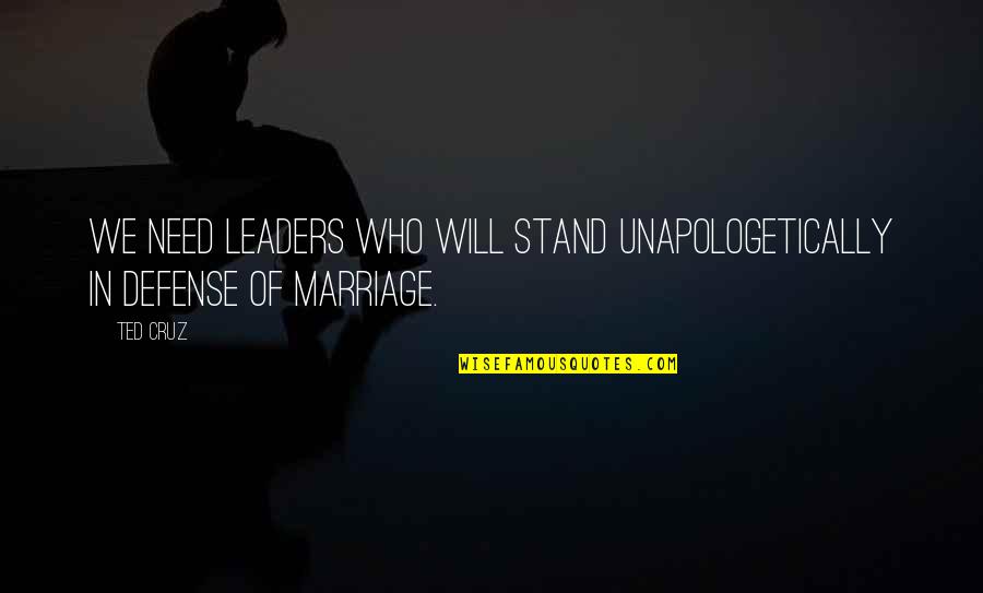 Mushiness Means Quotes By Ted Cruz: We need leaders who will stand unapologetically in