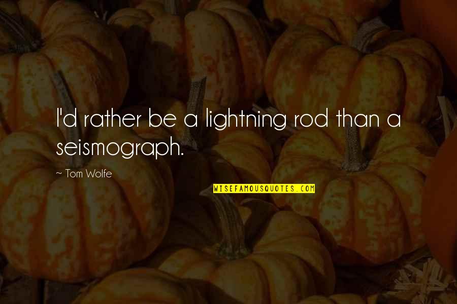 Mushing Quotes By Tom Wolfe: I'd rather be a lightning rod than a