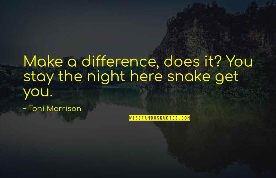 Mushtaq Ahmad Yusufi Quotes By Toni Morrison: Make a difference, does it? You stay the