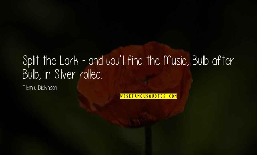 Music And God Quotes By Emily Dickinson: Split the Lark - and you'll find the