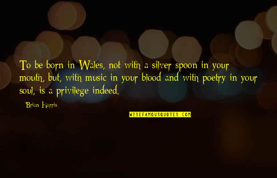 Music And Poetry Quotes By Brian Harris: To be born in Wales, not with a