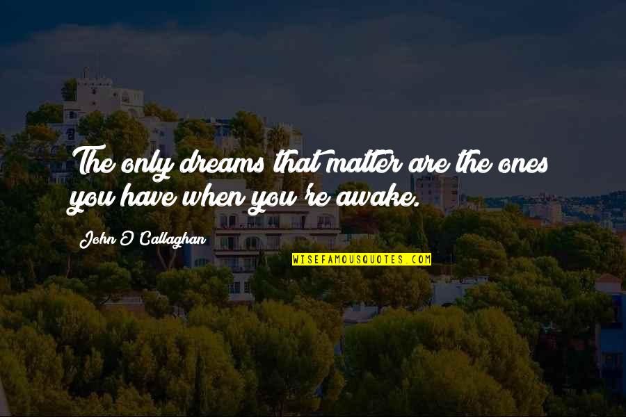 Music And Sleep Quotes By John O'Callaghan: The only dreams that matter are the ones