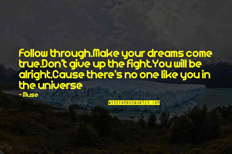 Music And The Universe Quotes By Muse: Follow through.Make your dreams come true.Don't give up