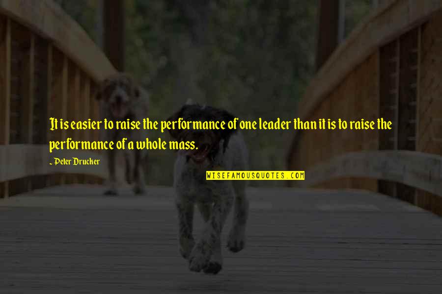 Music Around The World Quotes By Peter Drucker: It is easier to raise the performance of