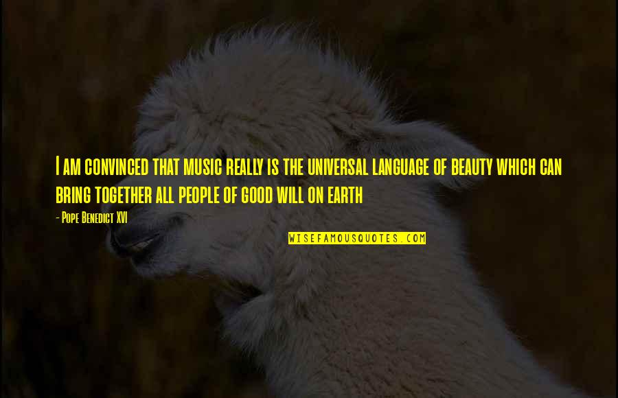 Music Beauty Quotes By Pope Benedict XVI: I am convinced that music really is the
