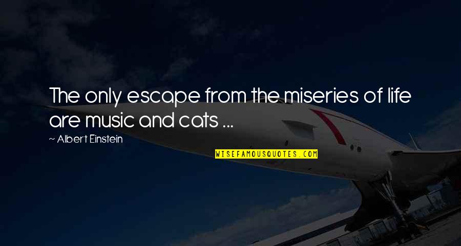 Music Einstein Quotes By Albert Einstein: The only escape from the miseries of life