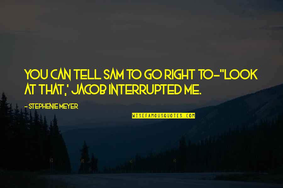 Music Fest Quotes By Stephenie Meyer: You can tell Sam to go right to-''Look