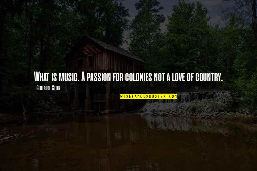 Music For Quotes By Gertrude Stein: What is music. A passion for colonies not