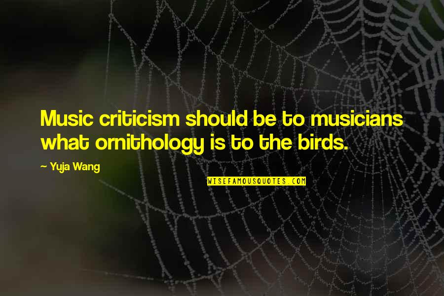Music From Musicians Quotes By Yuja Wang: Music criticism should be to musicians what ornithology