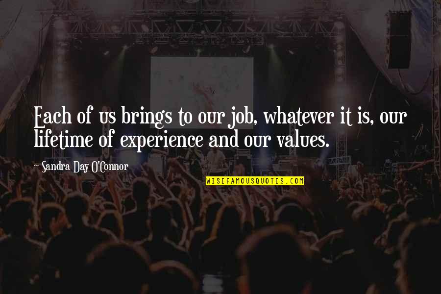 Music In The 1950s Quotes By Sandra Day O'Connor: Each of us brings to our job, whatever Music In The 1950s Quotes By Sandra Day O'Connor: Each of us brings to our job, whatever