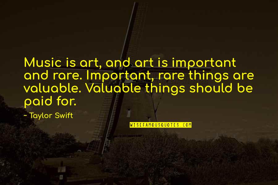 Music Things Quotes By Taylor Swift: Music is art, and art is important and Music Things Quotes By Taylor Swift: Music is art, and art is important and