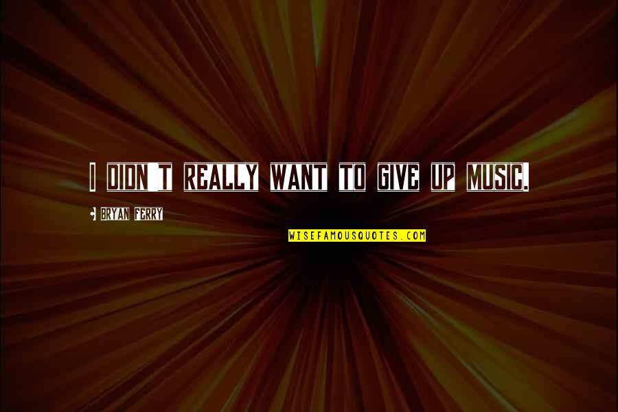 Music Up Quotes By Bryan Ferry: I didn't really want to give up music. Music Up Quotes By Bryan Ferry: I didn't really want to give up music.